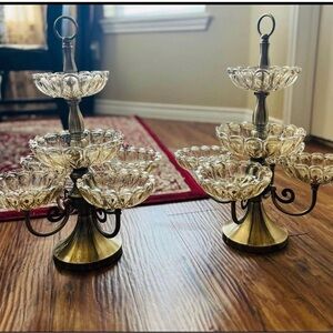 Vintage Brass and Glass Tiered Stand